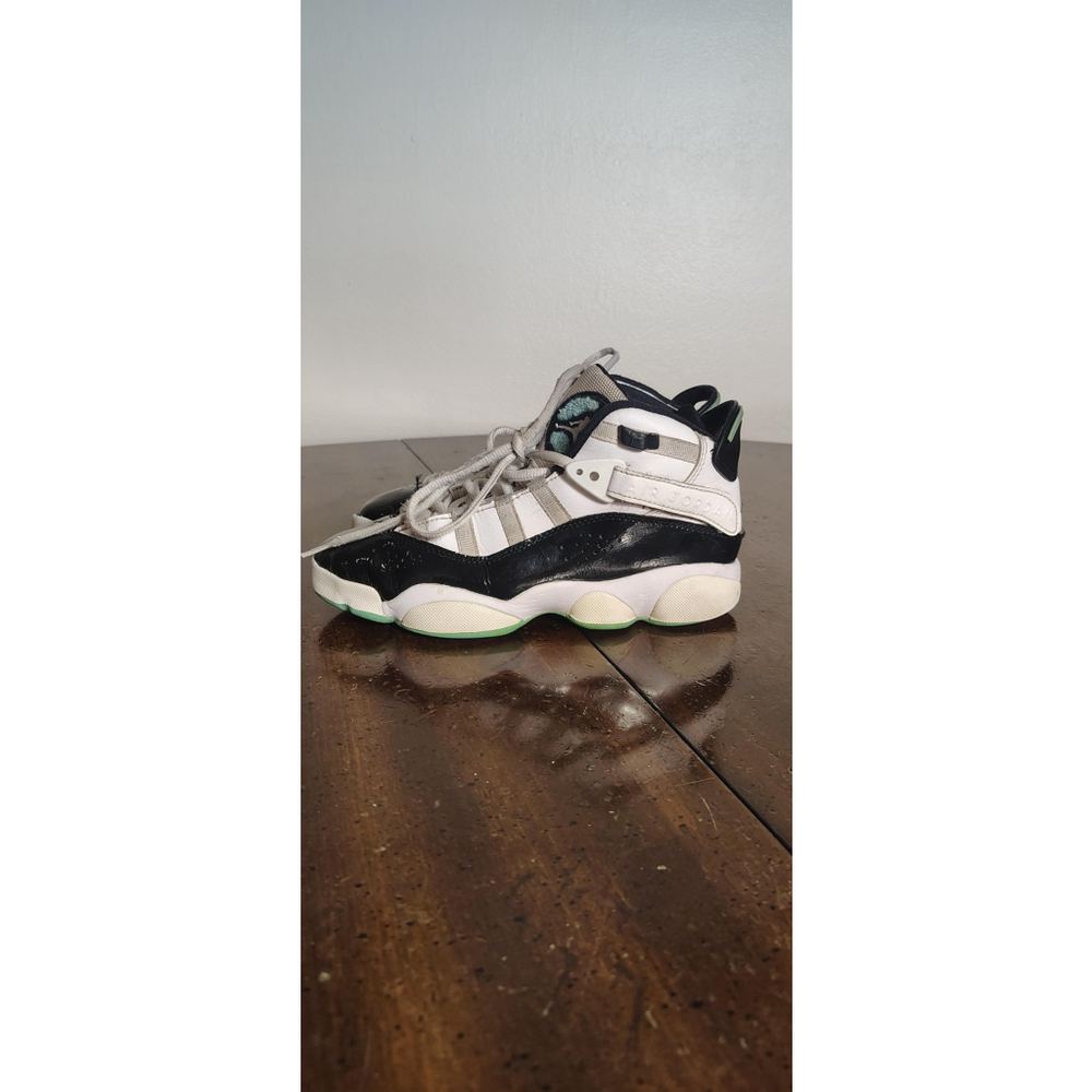 Jordan 6 Rings Shoes Youth Size 4Y White Black Green Sneakers 323419-115